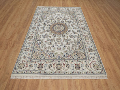 Nain hand-knotted wool/silk rug in Ivory, 5'6" x 8', SKU O092747 (view 2)