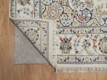 Nain hand-knotted wool/silk rug in Ivory, 5'6" x 8', SKU O092747 (view 3)