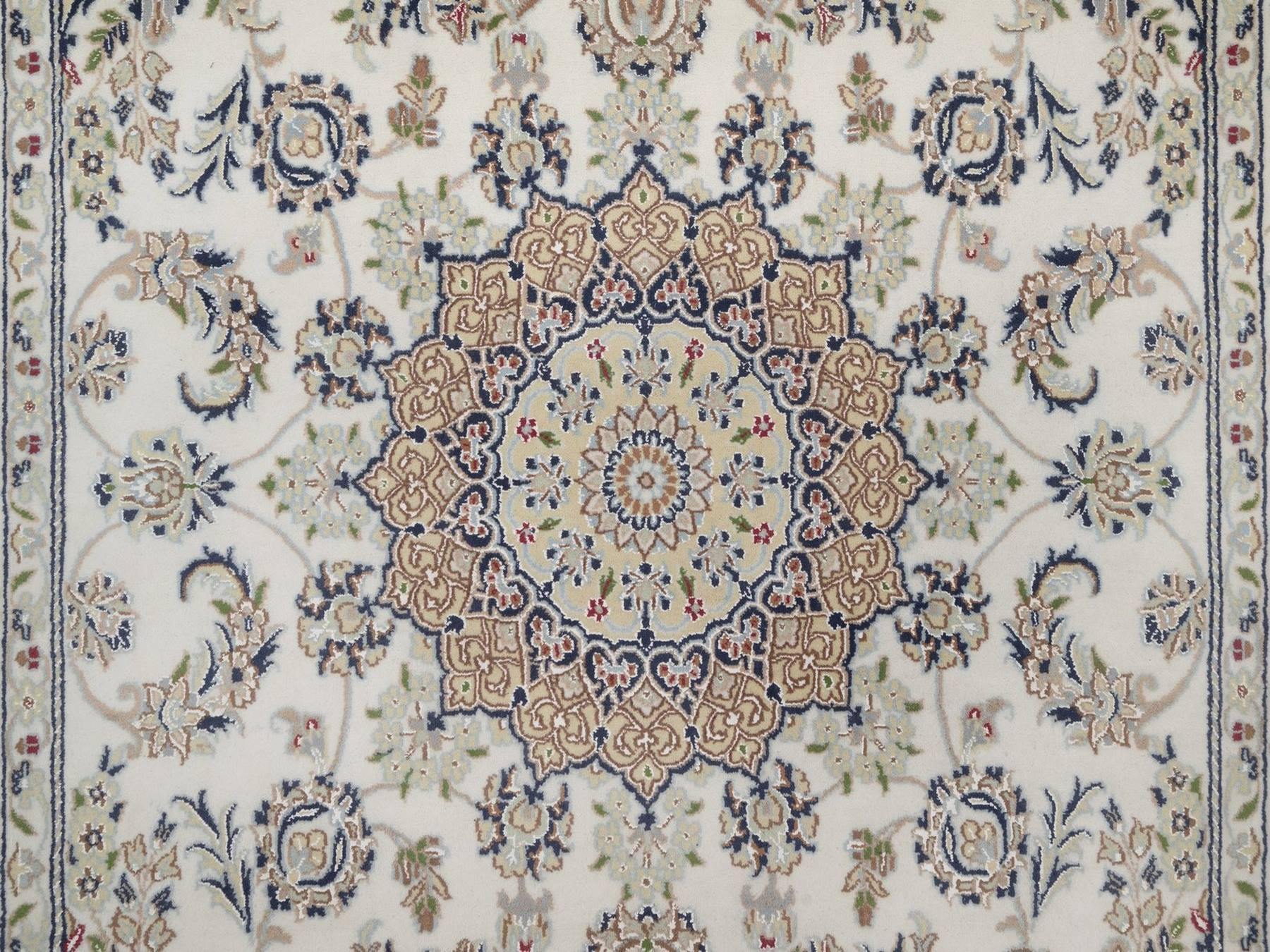 Nain hand-knotted wool/silk rug in Ivory, 5'6" x 8', SKU O092747 (view 5)