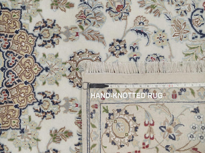 Nain hand-knotted wool/silk rug in Ivory, 5'6" x 8', SKU O092747 (view 8)