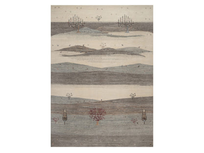 Gabbeh Modern / Contemporary hand-knotted wool rug in Gray, 8'8" x 11'10", SKU O092748