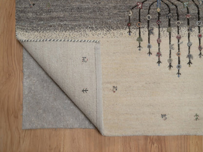 Gabbeh Modern / Contemporary hand-knotted wool rug in Gray, 8'8" x 11'10", SKU O092748 (view 4)