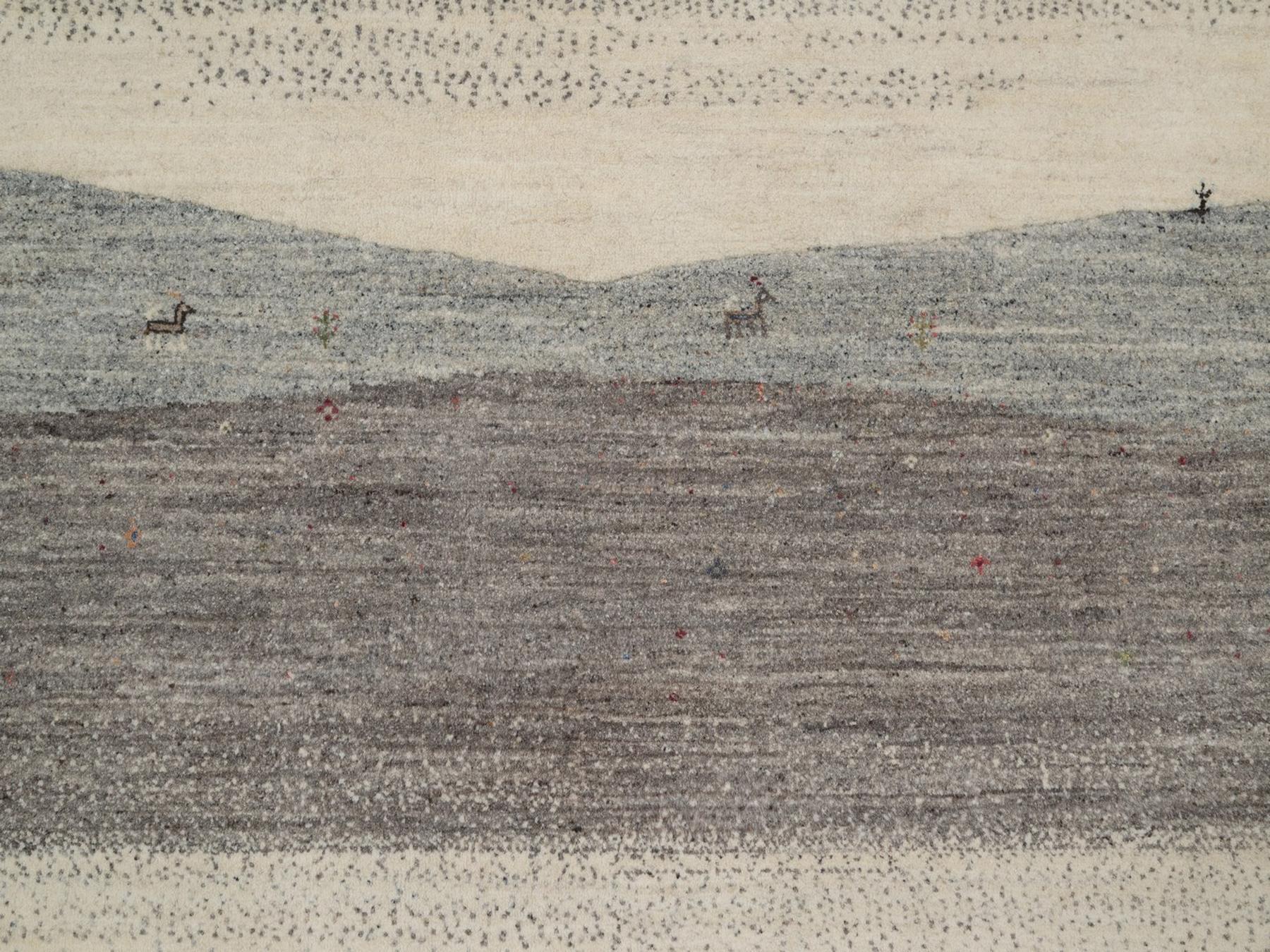 Gabbeh Modern / Contemporary hand-knotted wool rug in Gray, 8'8" x 11'10", SKU O092748 (view 8)