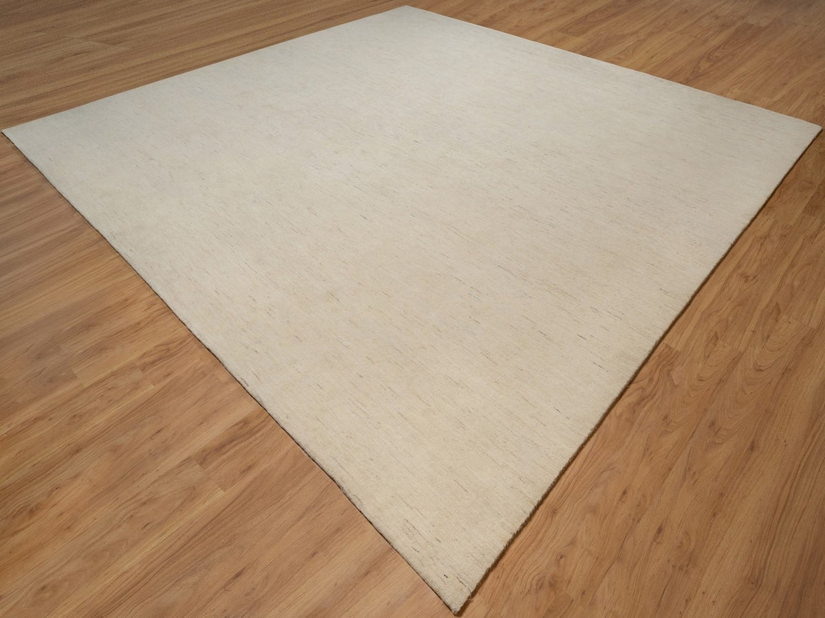 Gabbeh Modern / Contemporary hand-knotted wool rug in Ivory, 13'3" x 13'3", SKU O092749 (view 3)