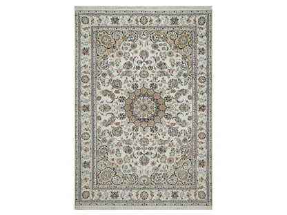 Nain hand-knotted wool/silk rug in Ivory, 6'2" x 8'11", SKU O092750