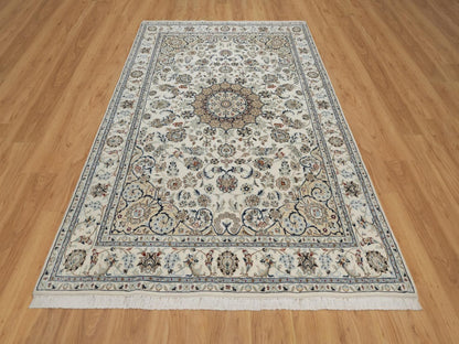 Nain hand-knotted wool/silk rug in Ivory, 6'2" x 8'11", SKU O092750 (view 2)