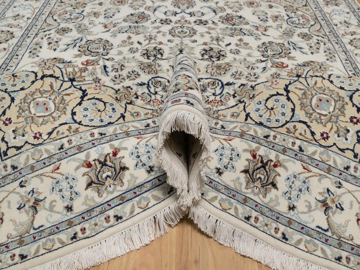 Nain hand-knotted wool/silk rug in Ivory, 6'2" x 8'11", SKU O092750 (view 5)