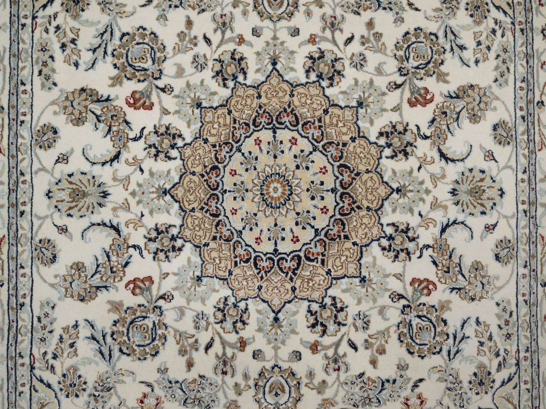 Nain hand-knotted wool/silk rug in Ivory, 6'2" x 8'11", SKU O092750 (view 8)