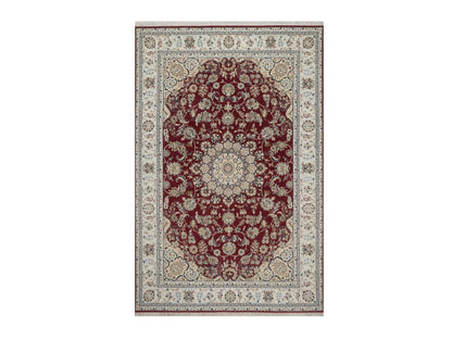 Nain hand-knotted wool/silk rug in Red, 5'10" x 8'11", SKU O092751