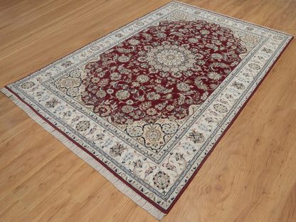 Nain hand-knotted wool/silk rug in Red, 5'10" x 8'11", SKU O092751 (view 3)