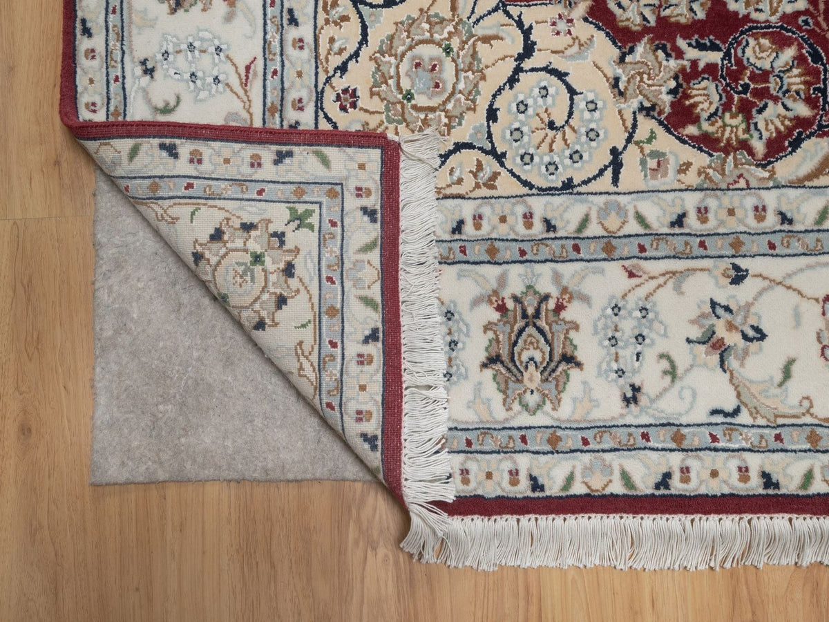 Nain hand-knotted wool/silk rug in Red, 5'10" x 8'11", SKU O092751 (view 4)