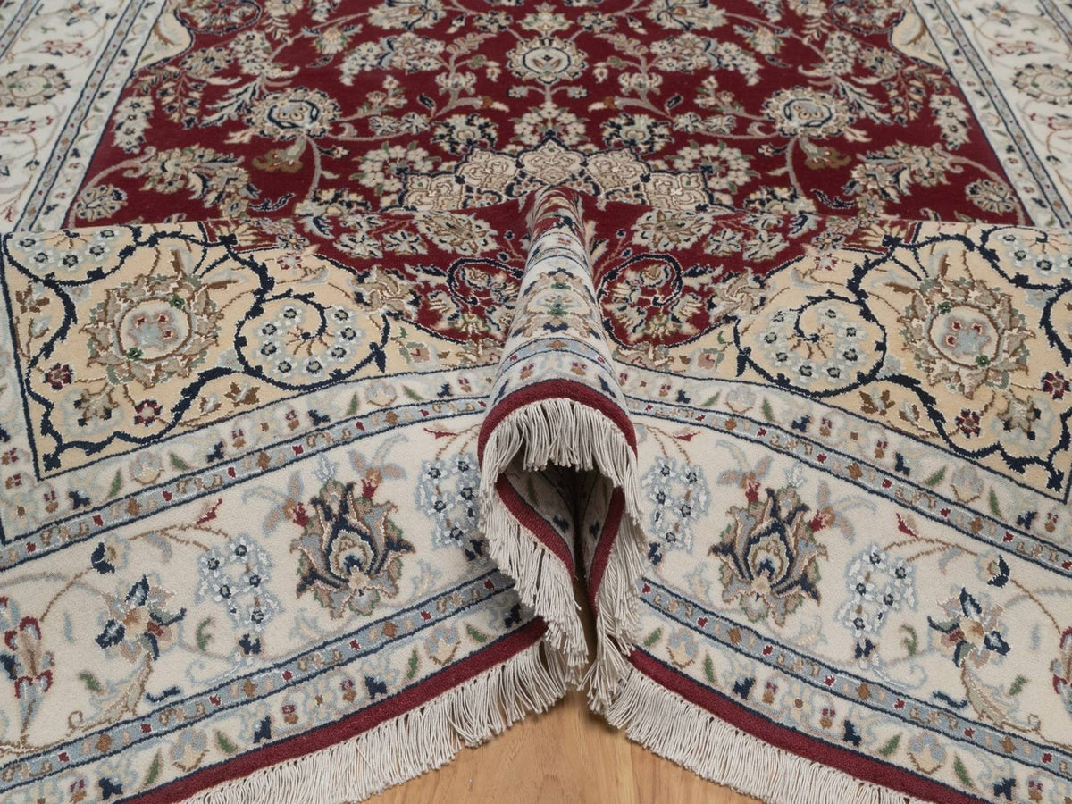 Nain hand-knotted wool/silk rug in Red, 5'10" x 8'11", SKU O092751 (view 5)