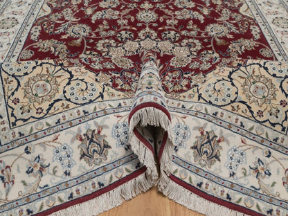 Nain hand-knotted wool/silk rug in Red, 5'10" x 8'11", SKU O092751 (view 5)