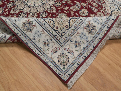 Nain hand-knotted wool/silk rug in Red, 5'10" x 8'11", SKU O092751 (view 6)