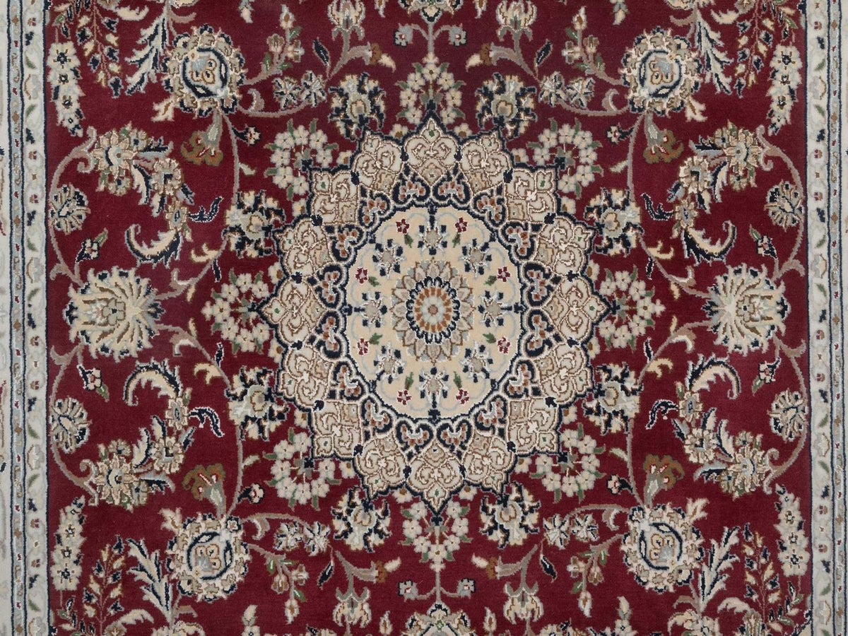 Nain hand-knotted wool/silk rug in Red, 5'10" x 8'11", SKU O092751 (view 8)
