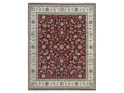 Nain hand-knotted wool/silk rug in Red, 7'11" x 10', SKU O092752