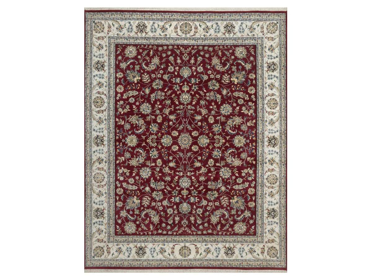 Nain hand-knotted wool/silk rug in Red, 7'11" x 10', SKU O092752