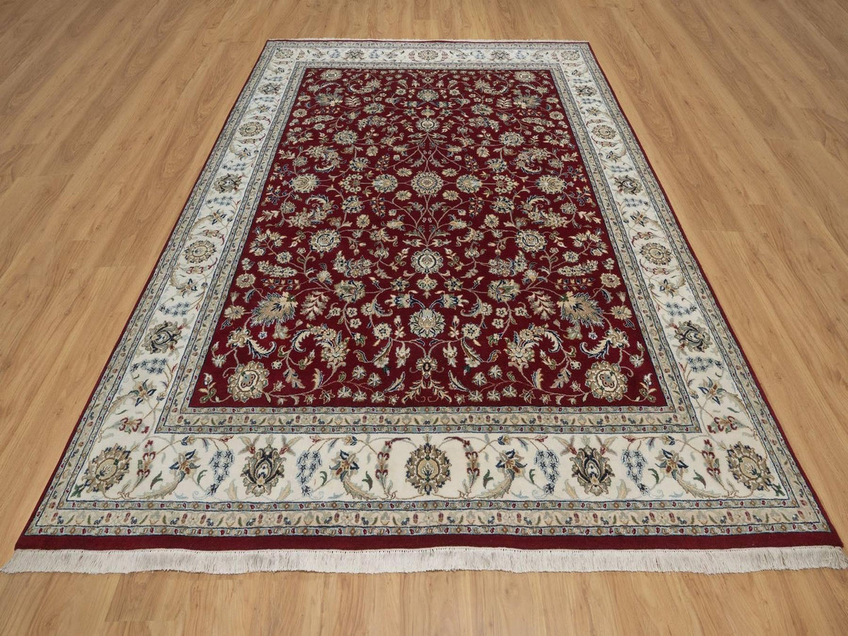 Nain hand-knotted wool/silk rug in Red, 7'11" x 10', SKU O092752 (view 2)