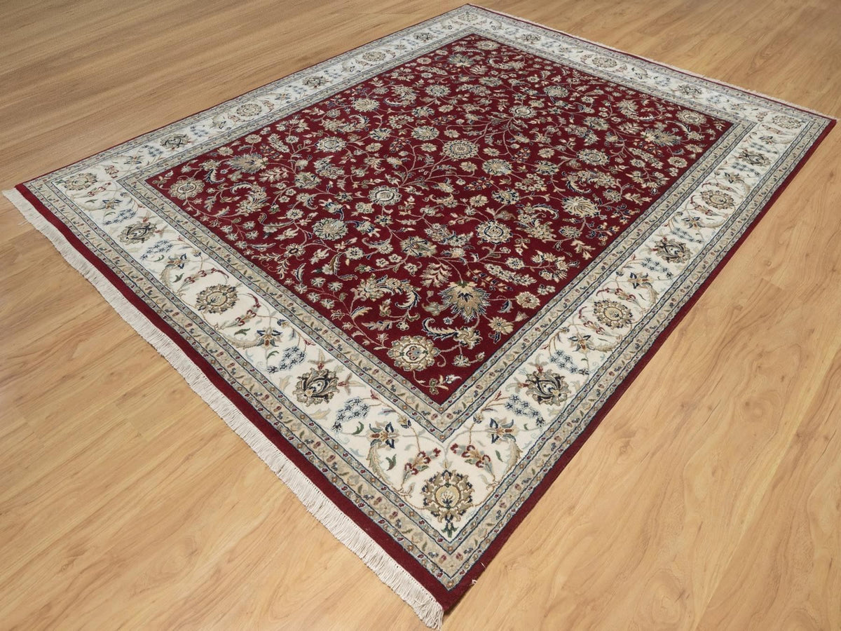 Nain hand-knotted wool/silk rug in Red, 7'11" x 10', SKU O092752 (view 3)