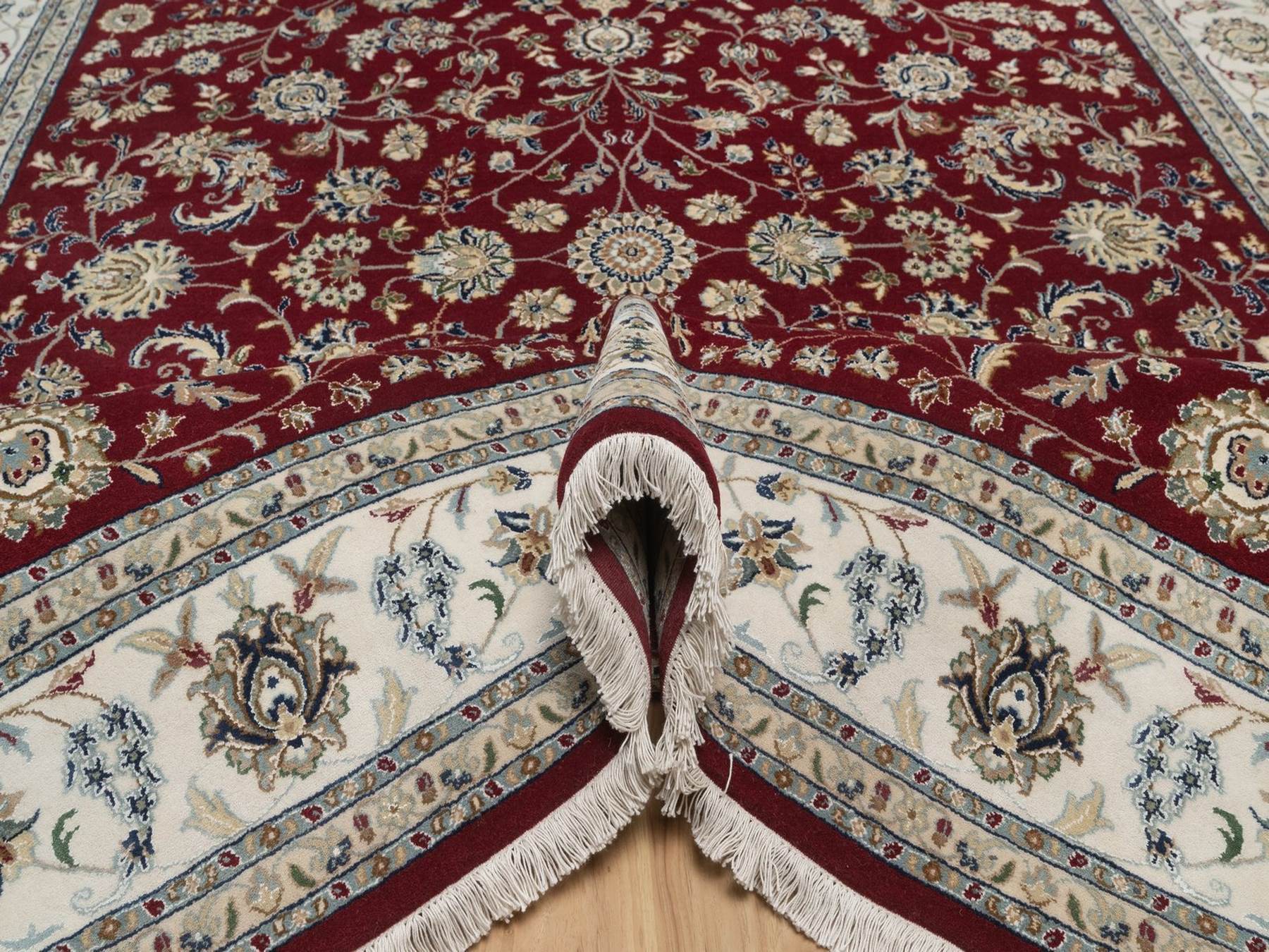 Nain hand-knotted wool/silk rug in Red, 7'11" x 10', SKU O092752 (view 5)