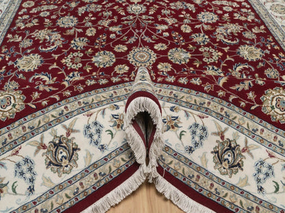 Nain hand-knotted wool/silk rug in Red, 7'11" x 10', SKU O092752 (view 5)