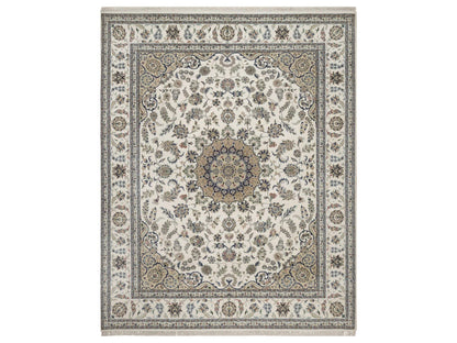 Nain hand-knotted wool/silk rug in Ivory, 8' x 10'1", SKU O092753