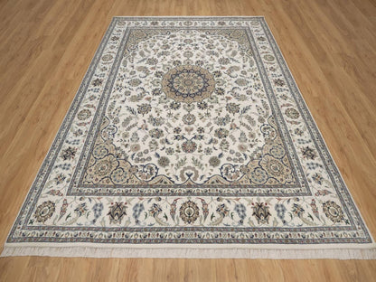 Nain hand-knotted wool/silk rug in Ivory, 8' x 10'1", SKU O092753 (view 2)