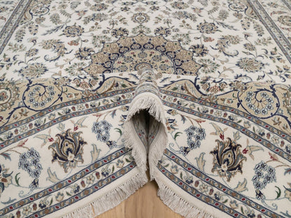 Nain hand-knotted wool/silk rug in Ivory, 8' x 10'1", SKU O092753 (view 5)