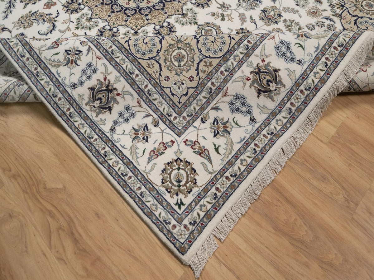 Nain hand-knotted wool/silk rug in Ivory, 8' x 10'1", SKU O092753 (view 6)