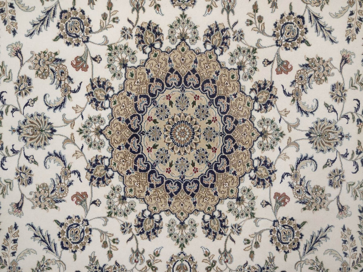 Nain hand-knotted wool/silk rug in Ivory, 8' x 10'1", SKU O092753 (view 8)
