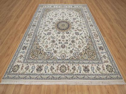 Nain hand-knotted wool/silk rug in Ivory, 8' x 10'2", SKU O092754 (view 2)
