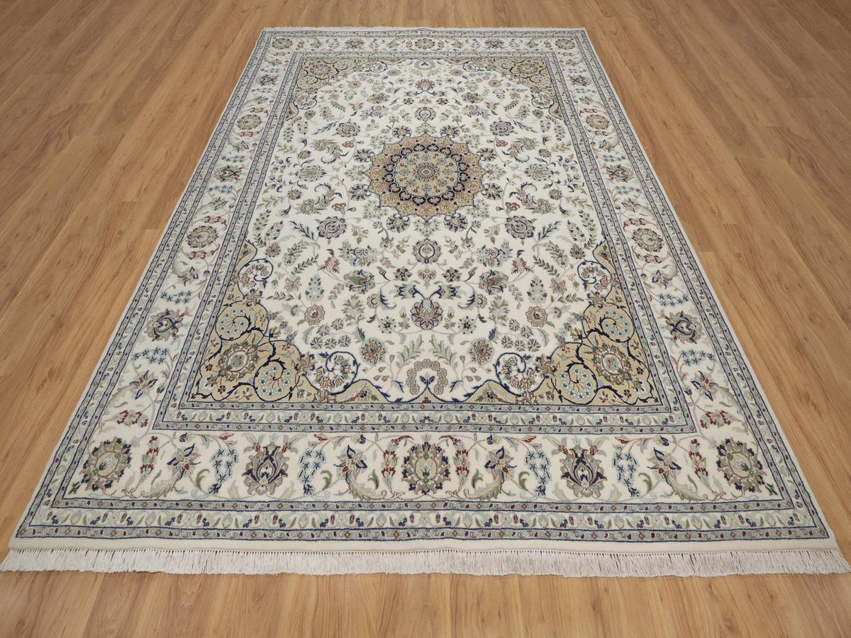 Nain hand-knotted wool/silk rug in Ivory, 8' x 10'2", SKU O092754 (view 2)