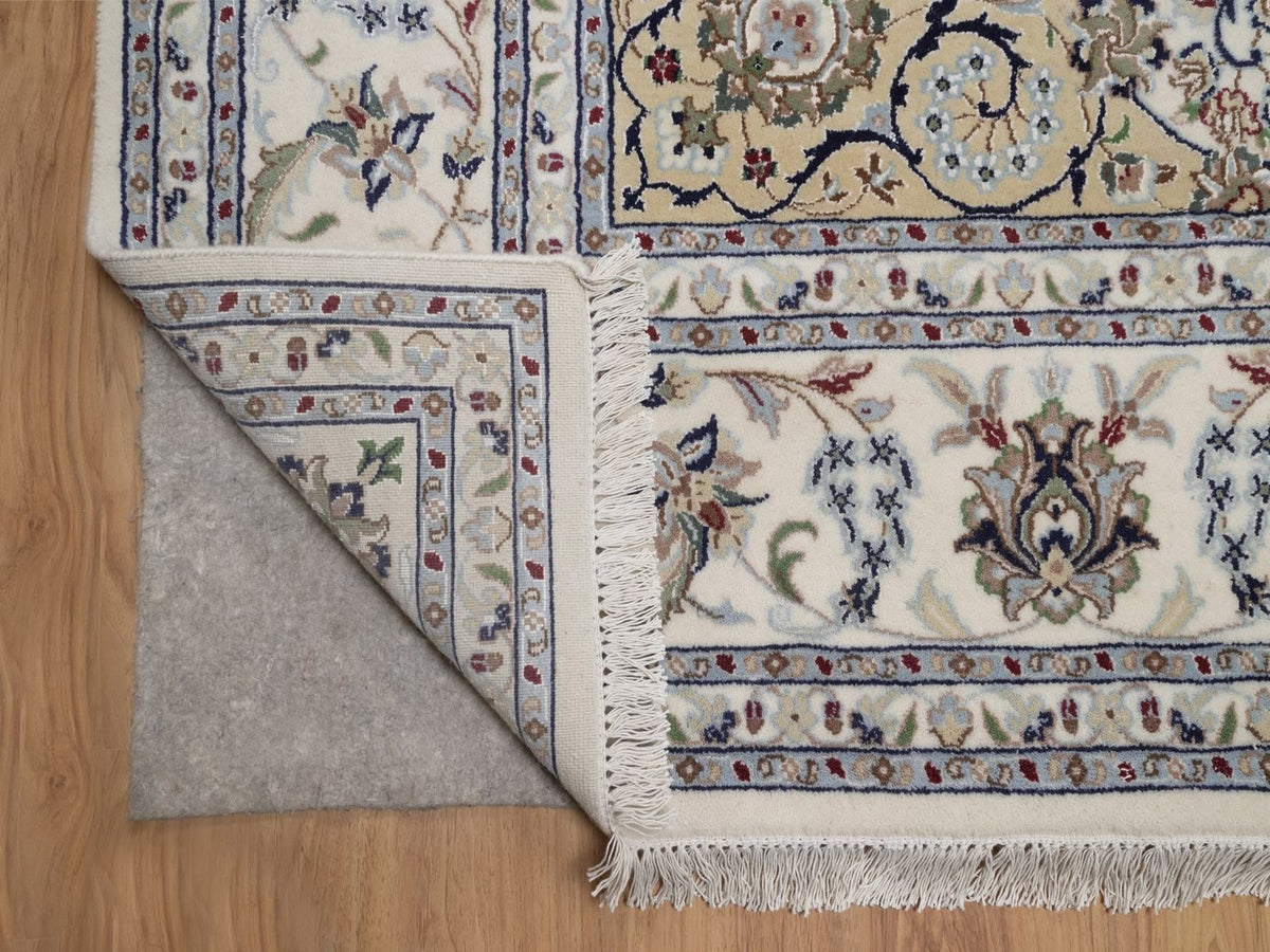 Nain hand-knotted wool/silk rug in Ivory, 8' x 10'2", SKU O092754 (view 4)