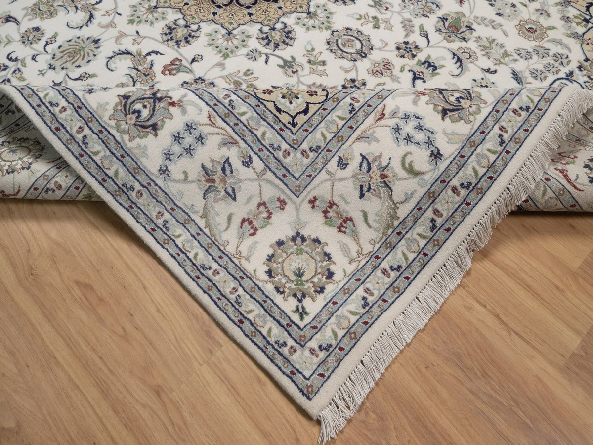 Nain hand-knotted wool/silk rug in Ivory, 8' x 10'2", SKU O092754 (view 6)