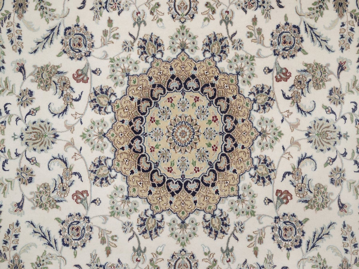 Nain hand-knotted wool/silk rug in Ivory, 8' x 10'2", SKU O092754 (view 8)