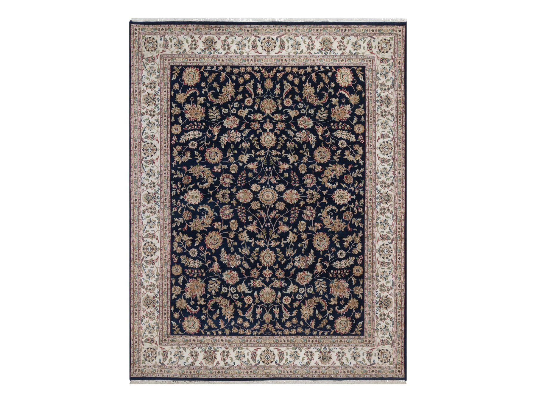 Nain hand-knotted wool/silk rug in Blue, 7'9" x 10', SKU O092755