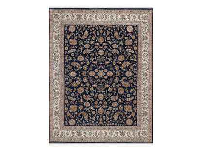 Nain hand-knotted wool/silk rug in Blue, 7'9" x 10', SKU O092755
