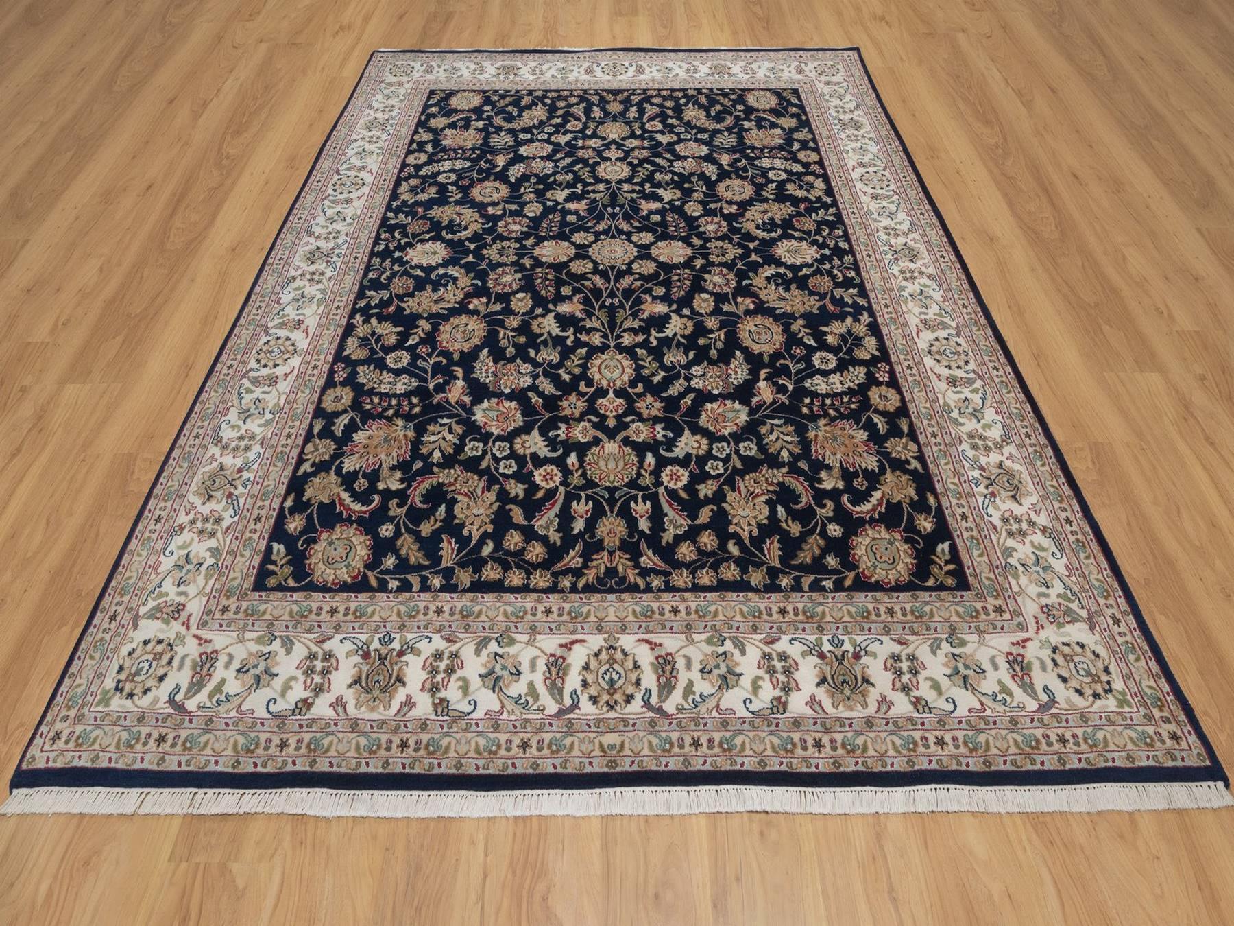 Nain hand-knotted wool/silk rug in Blue, 7'9" x 10', SKU O092755 (view 2)