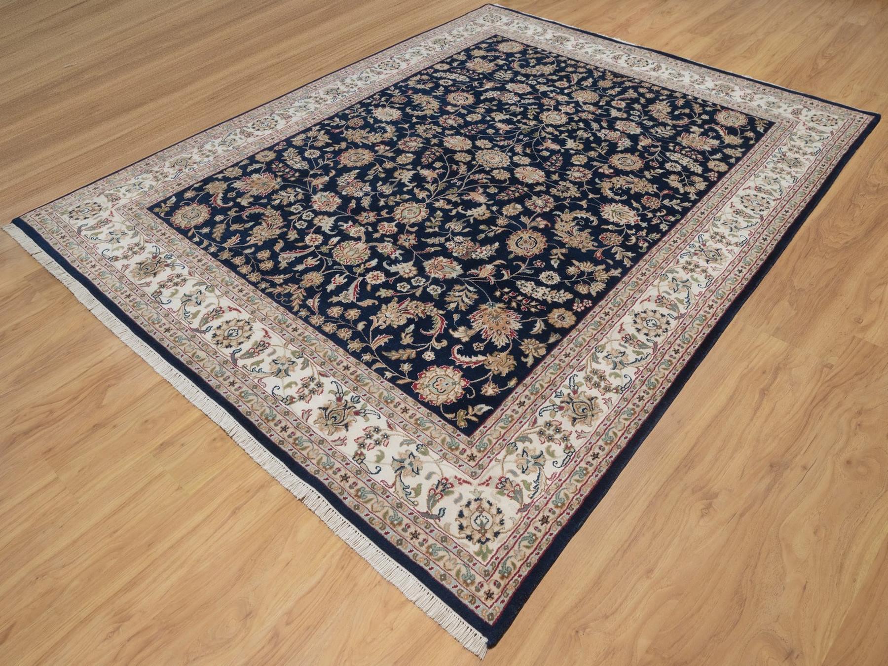 Nain hand-knotted wool/silk rug in Blue, 7'9" x 10', SKU O092755 (view 3)