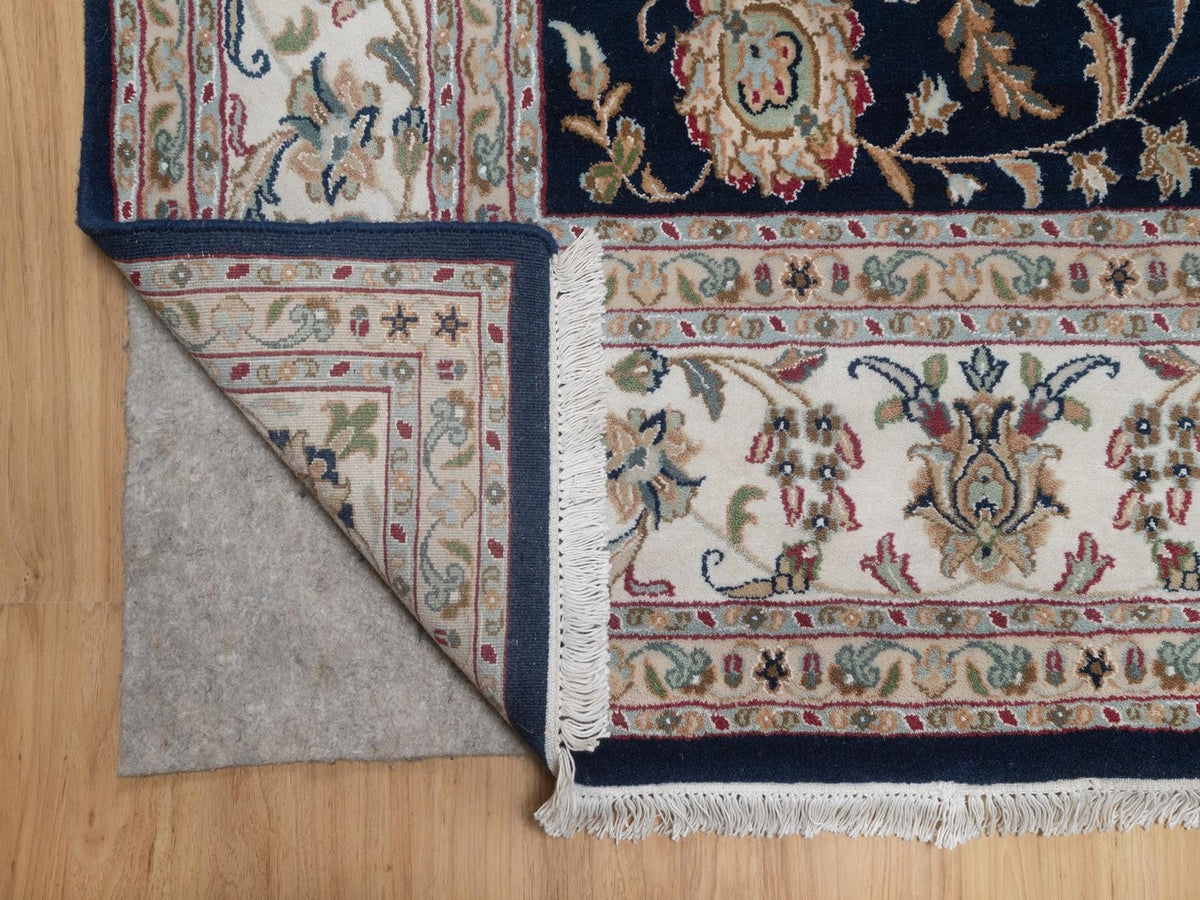 Nain hand-knotted wool/silk rug in Blue, 7'9" x 10', SKU O092755 (view 4)