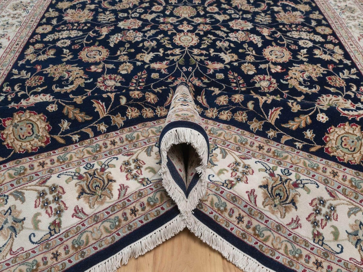 Nain hand-knotted wool/silk rug in Blue, 7'9" x 10', SKU O092755 (view 5)