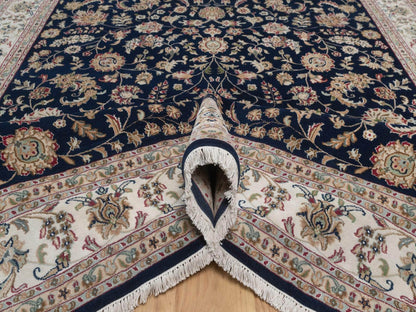 Nain hand-knotted wool/silk rug in Blue, 7'9" x 10', SKU O092755 (view 5)