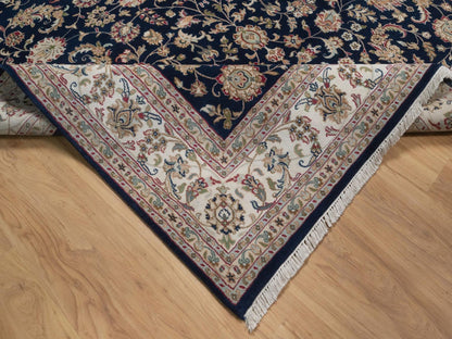 Nain hand-knotted wool/silk rug in Blue, 7'9" x 10', SKU O092755 (view 6)