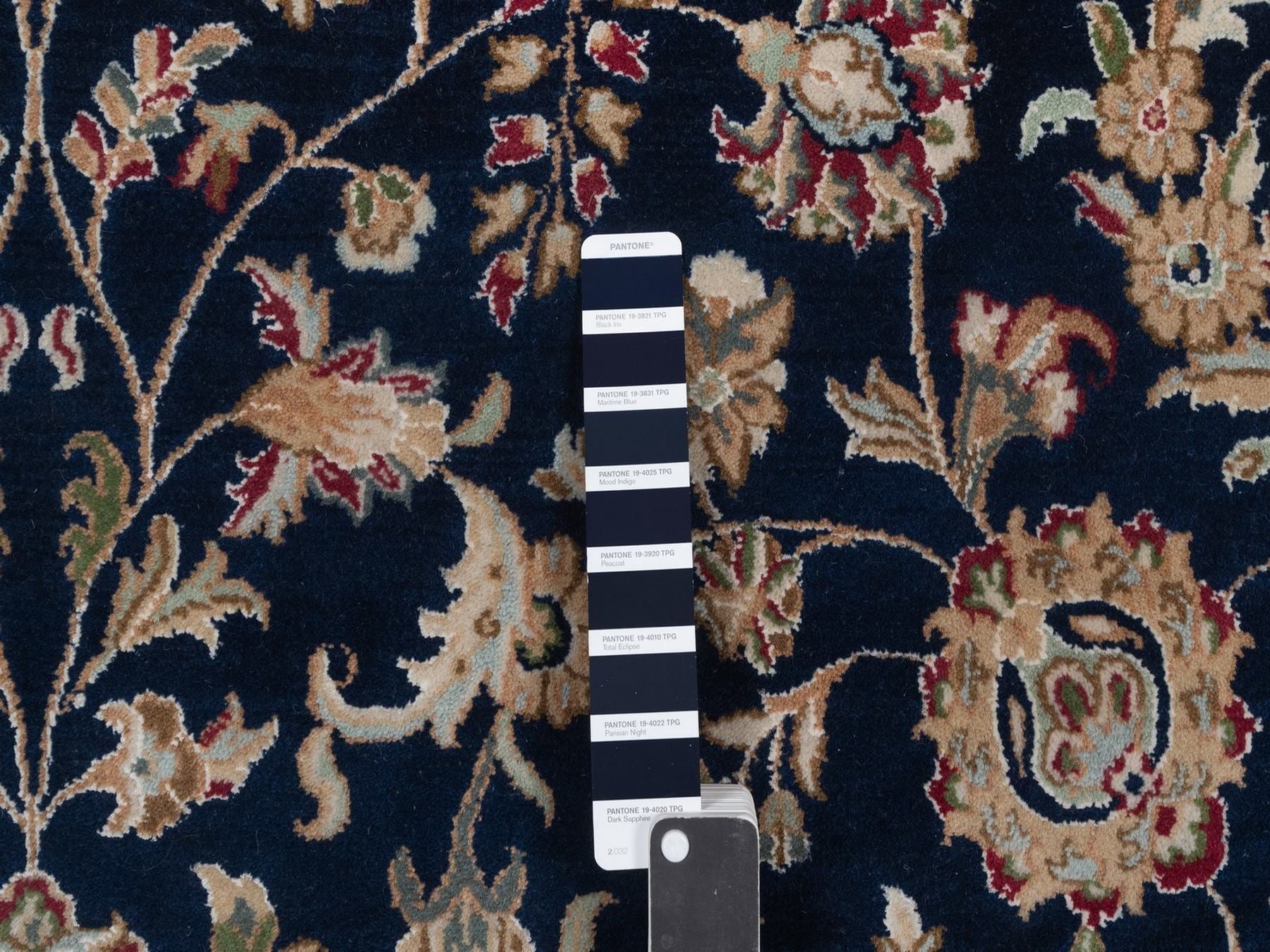 Nain hand-knotted wool/silk rug in Blue, 7'9" x 10', SKU O092755 (view 7)