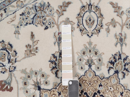 Nain hand-knotted wool/silk rug in Ivory, 6' x 6', SKU O092756 (view 4)