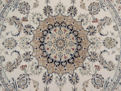 Nain hand-knotted wool/silk rug in Ivory, 6' x 6', SKU O092756 (view 5)
