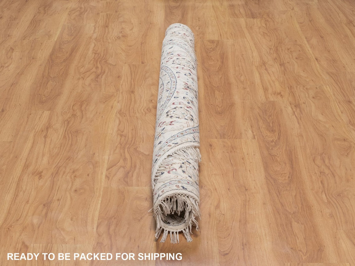 Nain hand-knotted wool/silk rug in Ivory, 6' x 6', SKU O092756 (view 6)