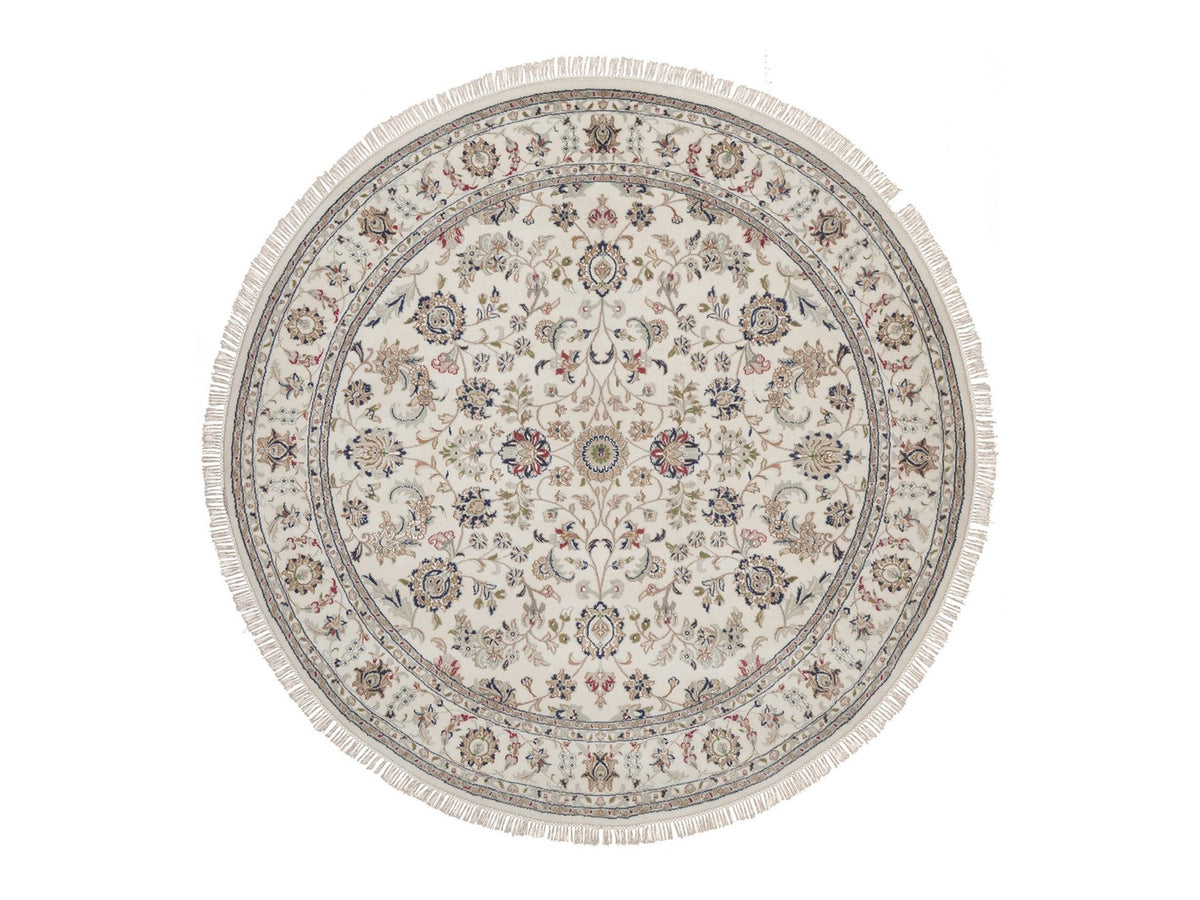 Nain hand-knotted wool/silk rug in Ivory, 6'6" x 6'6", SKU O092757