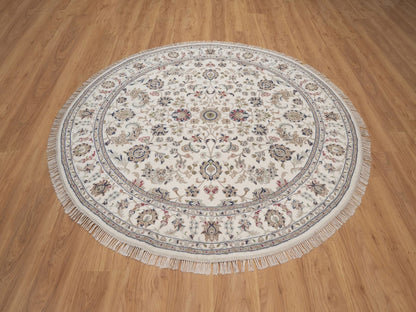 Nain hand-knotted wool/silk rug in Ivory, 6'6" x 6'6", SKU O092757 (view 2)