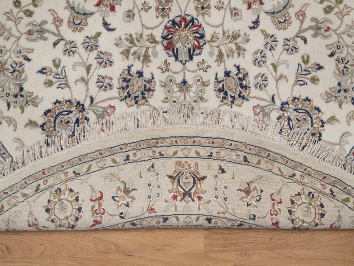 Nain hand-knotted wool/silk rug in Ivory, 6'6" x 6'6", SKU O092757 (view 3)